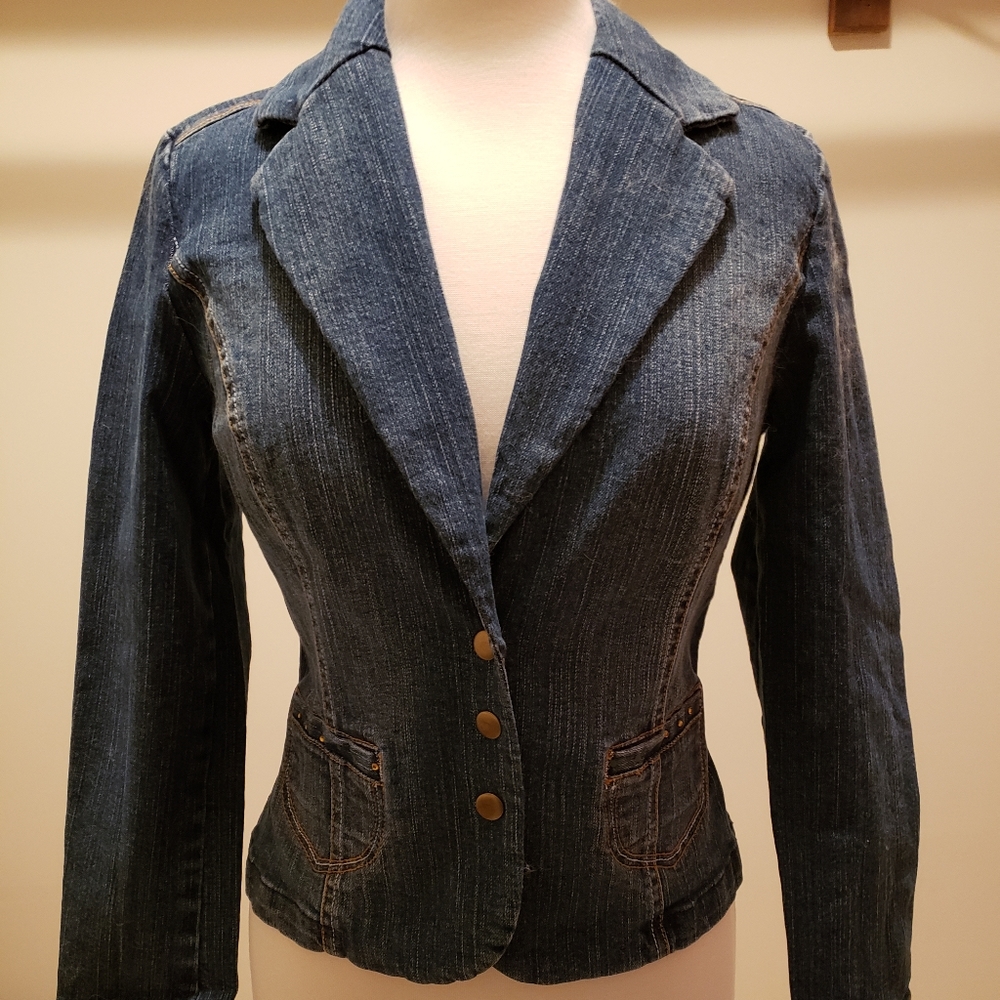 Casual Corner Stretch Jean Jacket Blazer Size 2